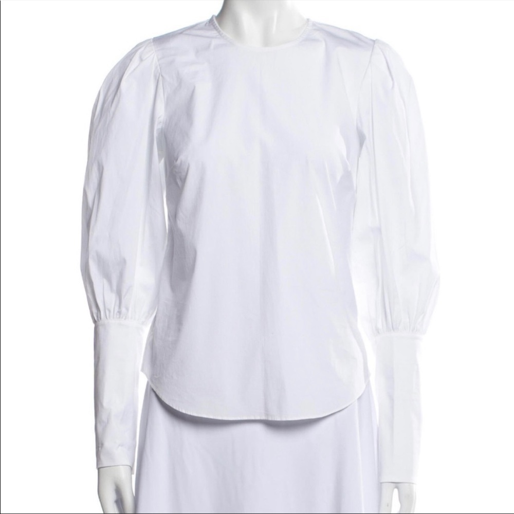 Veronica Beard crew neck three quarter sleeve button up top